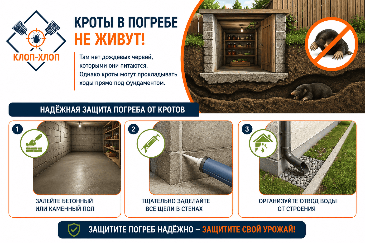 Профилактика появления кротов в погребе